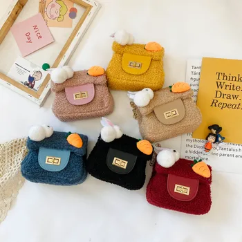 

Korean Children's Mini Clutch Bag 2020 Autumn Winter Woolen Crossbody Bags for Kids Girls Small Coin Pouch Baby Party Purse