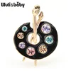 Wuli&baby 2-color Painting Palette Brooches Women Men Crystal Enamel Black White Drawing Lovers Brooches Gifts ► Photo 3/5
