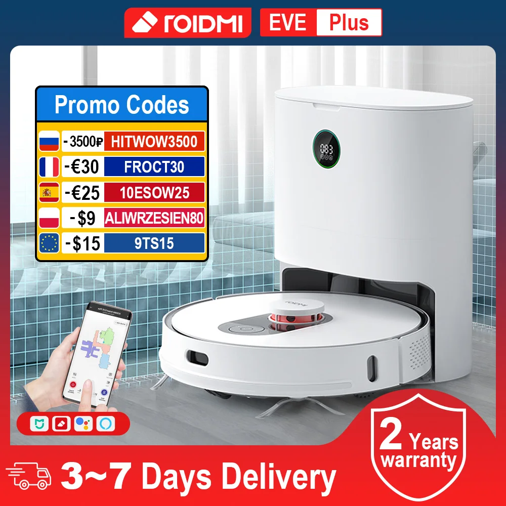 24999-3500₽ Робот-пылесос【HITWOW3500】ROIDMI EVE Plus устройство для сухой и влажной уборки