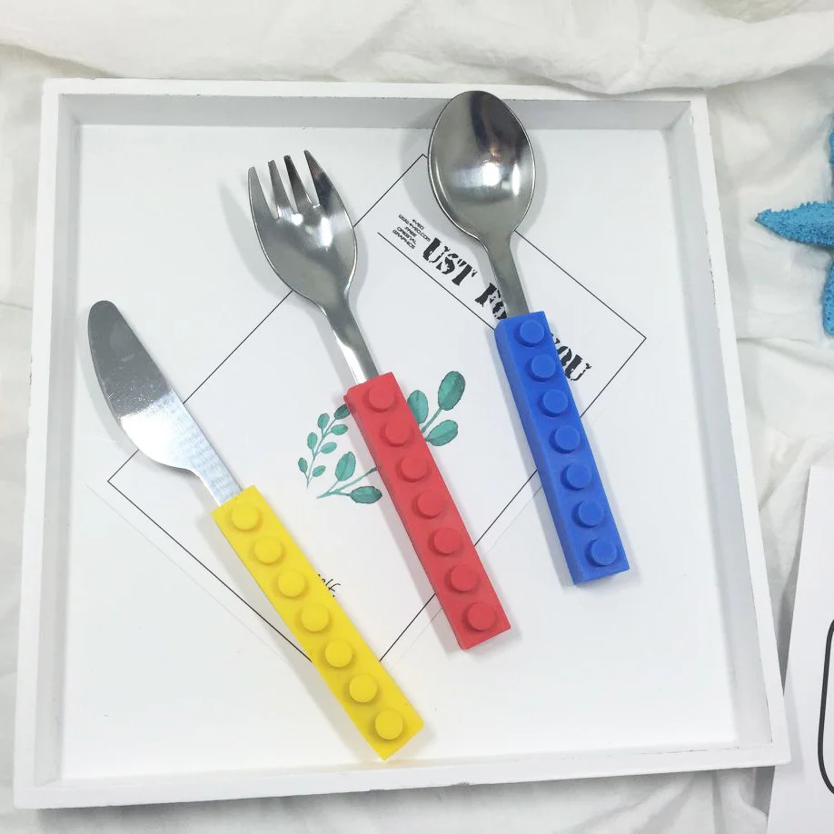 3pcs Creative Lego Bricks Curtlery Set for Portable Outdoor Tableware Kids Adult Travel Picnic cutlery set,picnic cutlery set,picnic tableware,camping cutlery set