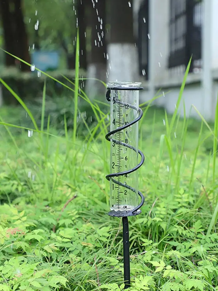 Pluviomètre de jardin en verre avec support en fonte