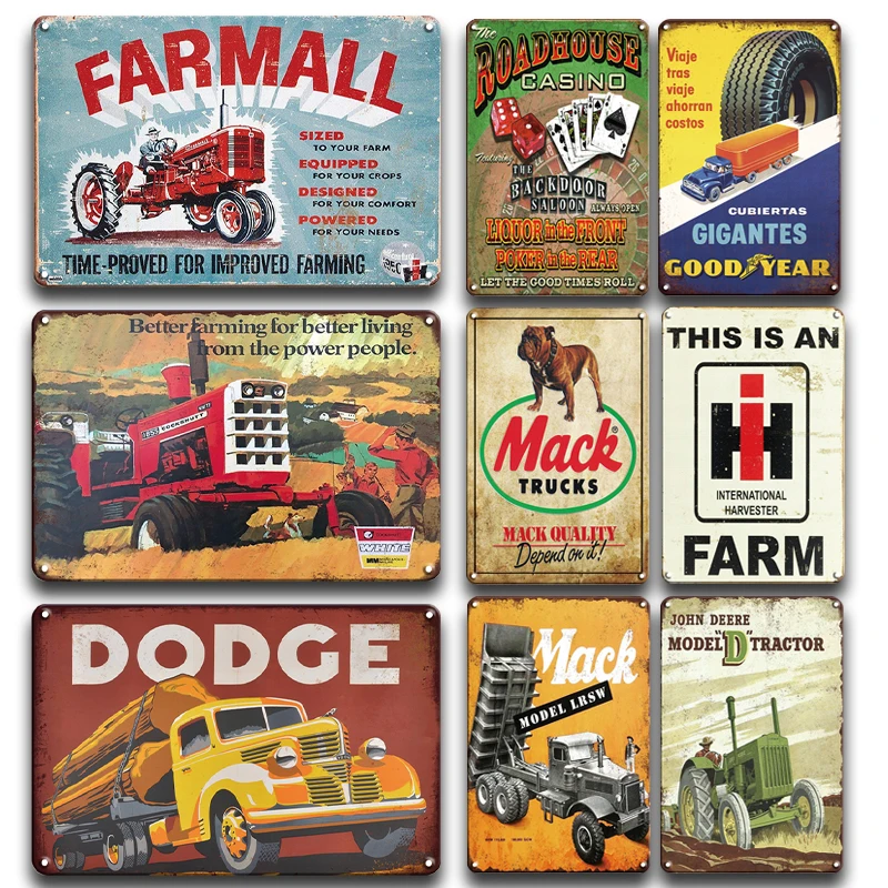 

Farmall Truck Tin Poster Sign Vintage Farm trucks Metal Signs Art Wall Sticker Tin Plate Sign Retro Farmhouse Shop Metal Plaque