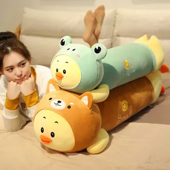 

55-115cm 3 patterns Cartoon Dressed Duck pillow plush toy Chick doll home soft animal cushions Exquisite workmanship baby's gift