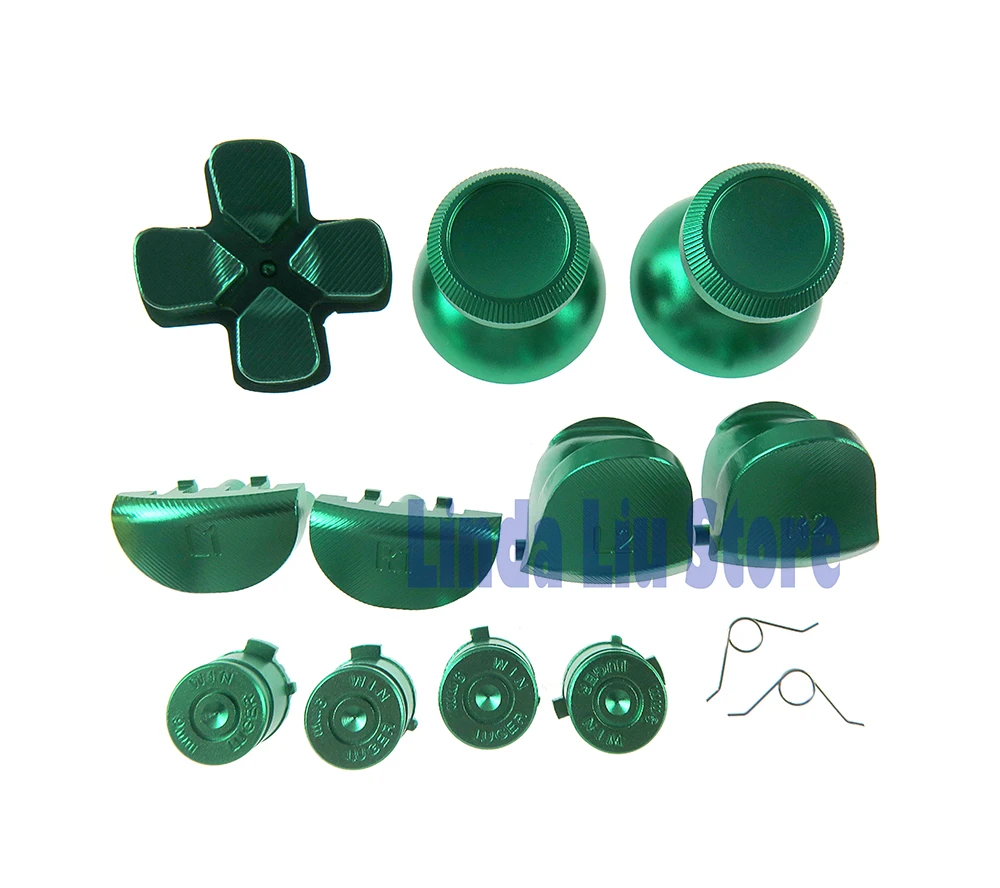 1 комплект металлические пуговицы в виде пуль thumbstick cap L1 R1 L2 R2 Dpad алюминиевая кнопка с пружиной для контроллера PS4 JDM001 JDS011