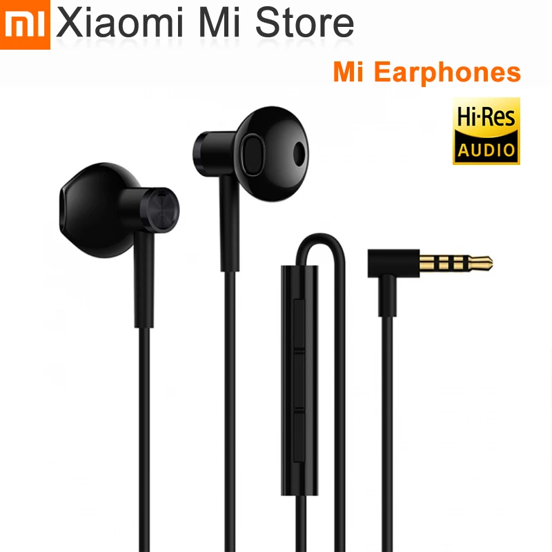 Xiaomi Mi наушники двойной единиц половина 3 5 мм проводное управление вкладыши A1 Redmi