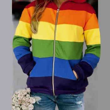 

Chamsgend Fashion Women Printing Hooded Zipper Pocket Long Sleeve Top Sweatshirt Female Clothing 2020