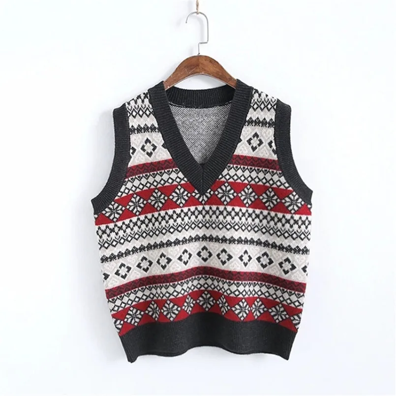 

Fashion V Neck Ladies Striped Pullover Vest Loose Casual Short Knitted Women Sweaters Vest Sleeveless Oversize Vintage Vest 2020