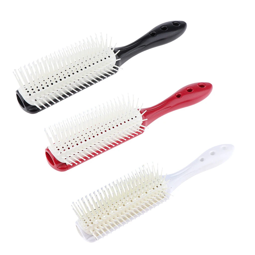 9 Row Salon Hair Vented Brush Home Hairdressing Detangling Styling Brush