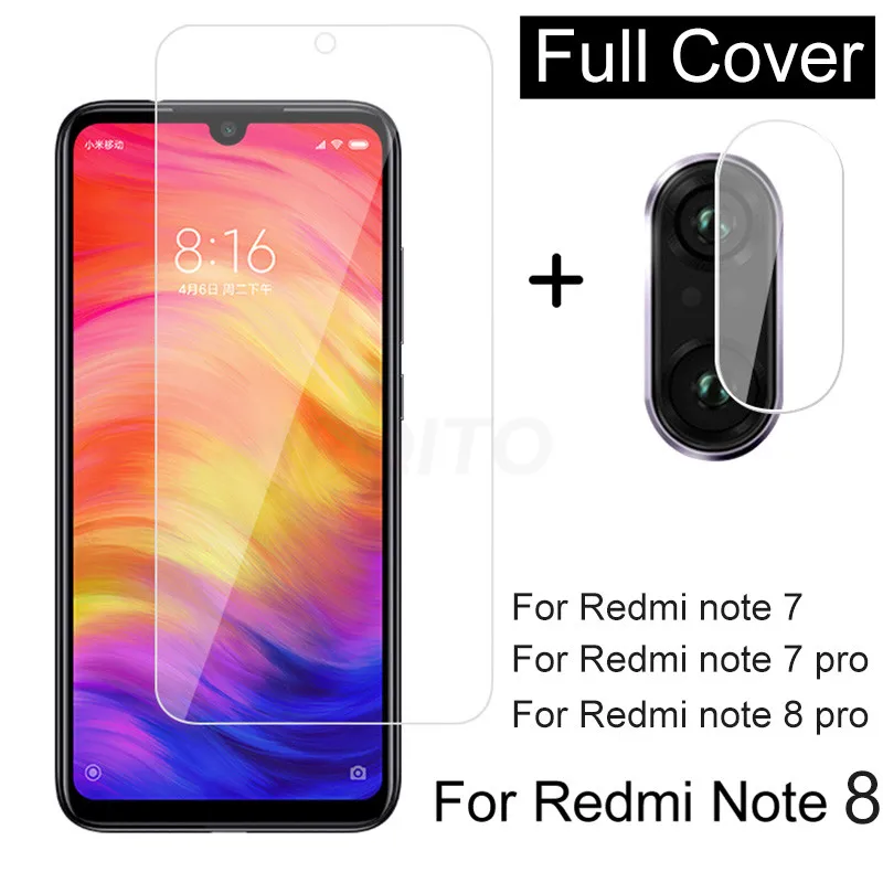 2 в 1 стекло объектива камеры для Redmi Note 8 7 Pro закаленное Защита экрана note pro