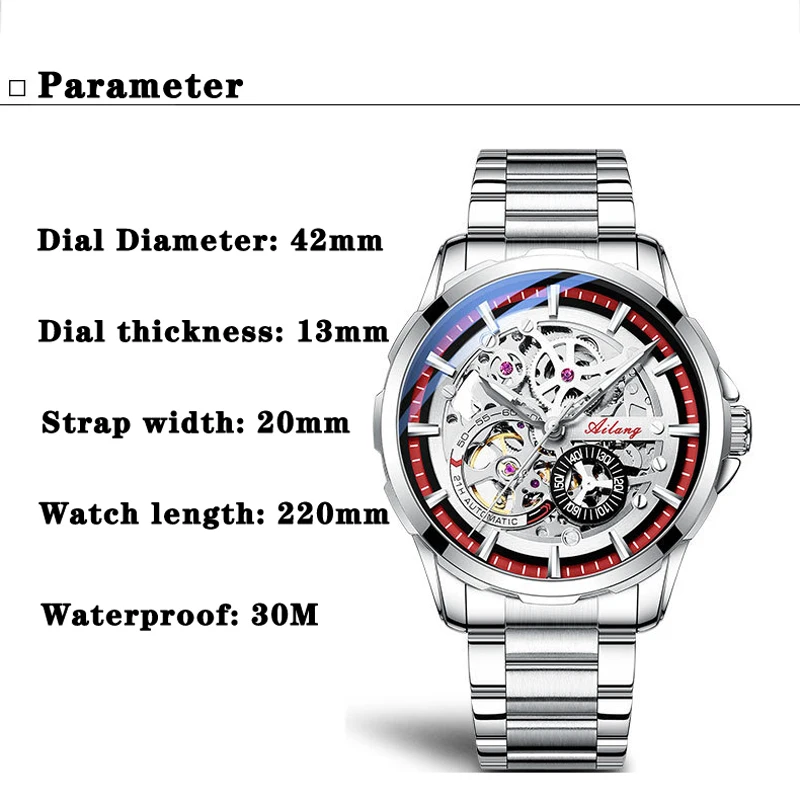 Unique AILANG Skeleton Dial Men Luxury Automatic Mechanical Men es Waterproof_voghion.com