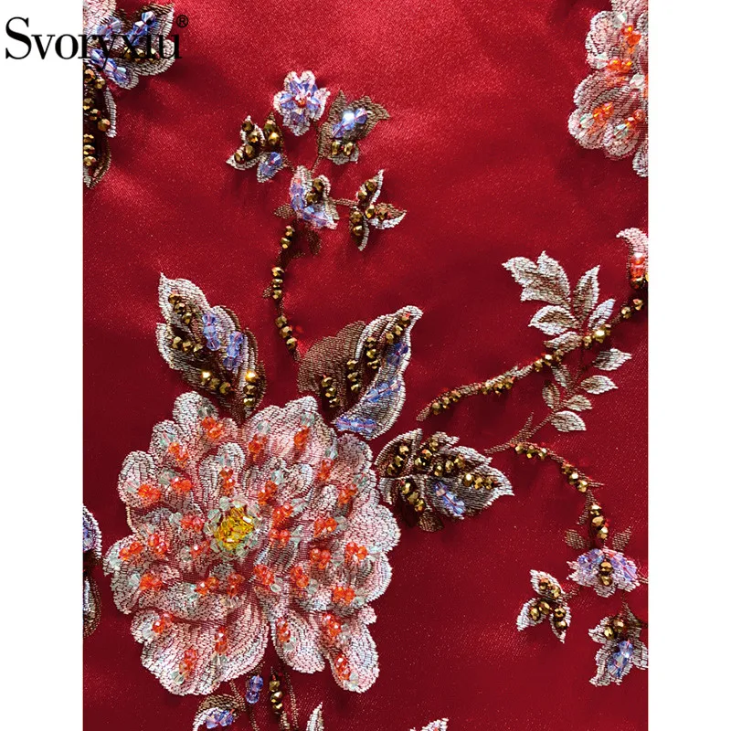 Svoryxiu Designer Autumn Winter Vintage Red Mini