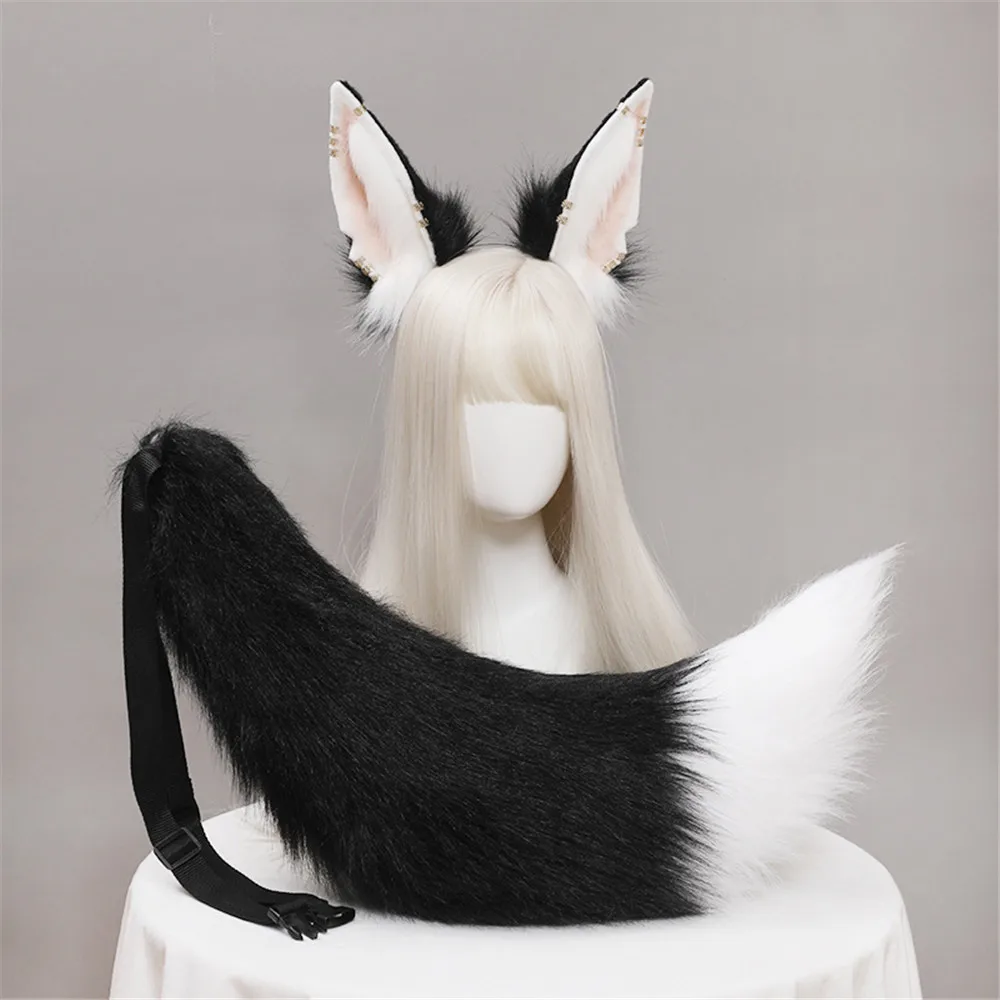 greek goddess costume Plush Jackal Cat Ears Cosplay Lolita Headband Fox Jackal Cat Tail Lolita Hand-made Animal Ears Headwear Kawaii Accessories naruto costume