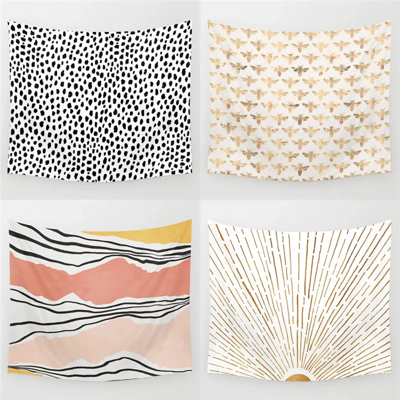 Dropshipping Stripe Speckle Tapestry Wall Hanging Hippie Polyester Home Decor Blanket Fabric Bedroom 180×230CM With 6M LED Light | Дом и сад