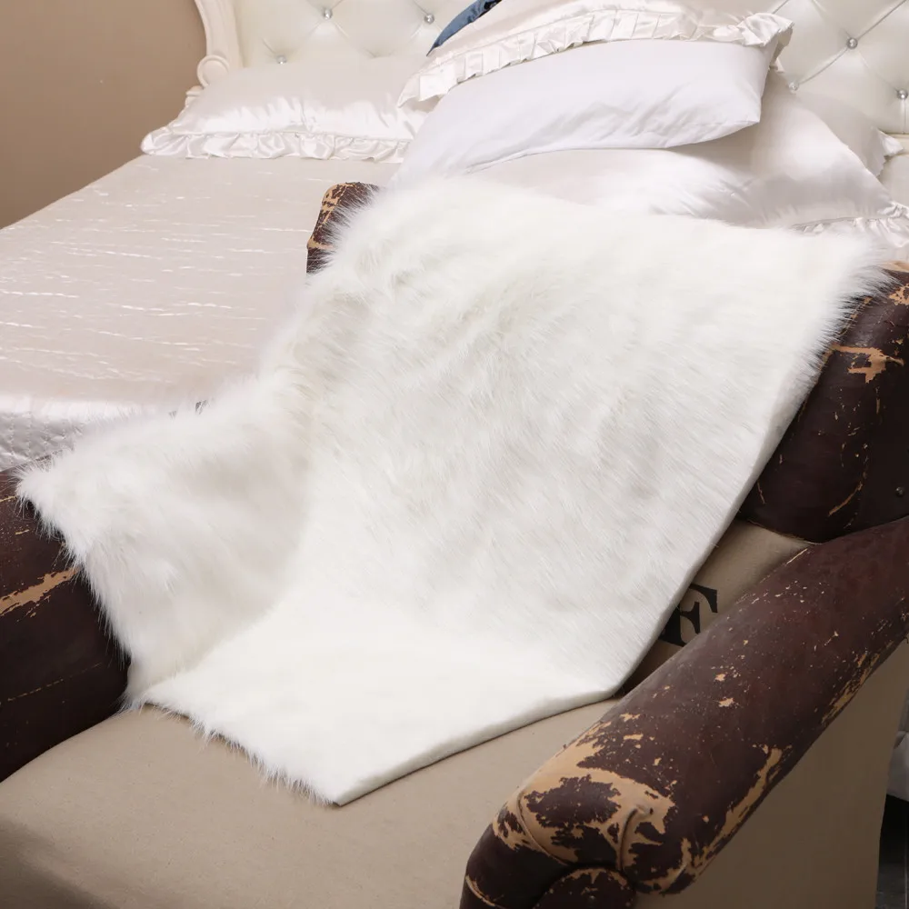 Super Soft Silk Wool Rug Indoor Modern Chair Cover Artificial Sheepskin Warm Hairy Carpet Seat Mats Rug