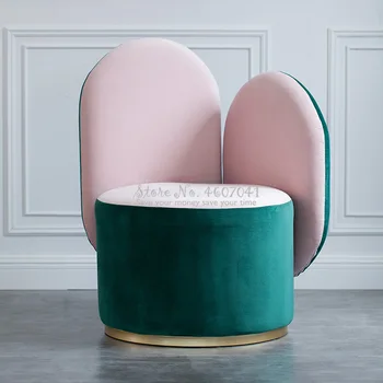 

Luxury Nordic Lazy Single Sofa Makeup Stool Kitchen Cafe Bedroom Living Room Balcony Chair Cushions Creative Velvet Bed Chair