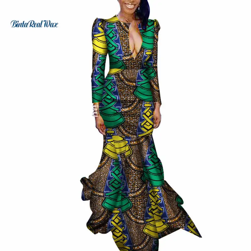 New-Autumn-Women-Long-Dress-Bazin-Riche-100-Cotton-African-Wax-Print-Floor-Length-Dress-Traditional (8)