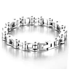 Панк 20,5 см 316L браслет из нержавеющей стали мужские байкерские велосипедные цепи мужские браслеты и модная Бижутерия Браслеты 10 мм