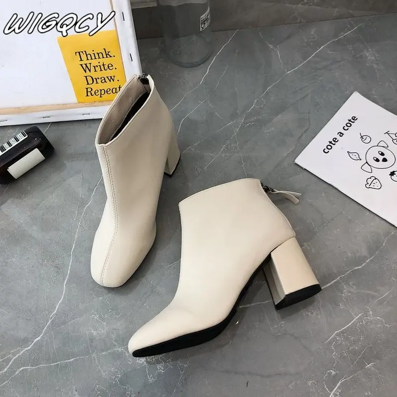 

2019 new Martin women's shoes high-heel boots women's British wind thick with ankle boots autumn women's Leather shoes mujer