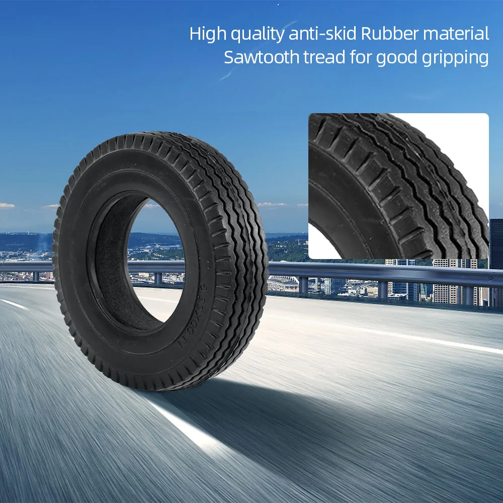 2Pcs Trailer Car Rubber Tires for 1:14 Tamiya Tractor Truck RC Climbing Trailer 