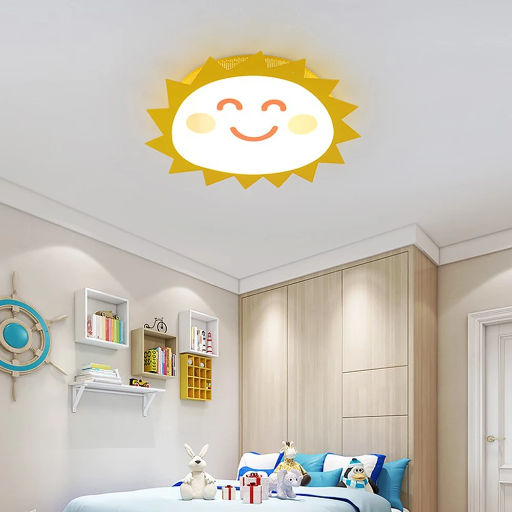 

Nordic 50cm Ceiling Lights creative cartoon LED sun Smiling face Eye protection luminaire for children room decoration