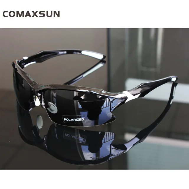 COMAXSUN Professional Polarized Cycling Glasses Bike Bicycle Goggles Driving Fishing Outdoor Sports Sunglasses UV 400 Tr90 Sty1 Black White