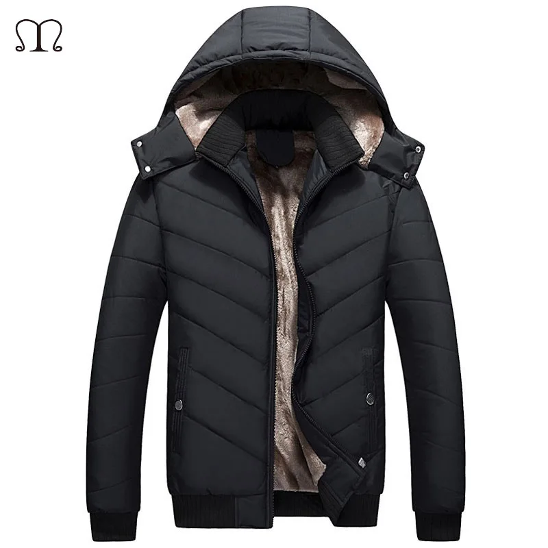 

Winter Men Hooded Parkas Jacket Mens Brand Warm Parka Casual 2019 New Down Jackets Male Slim Fit Coat Fashion Solid Outwear Coat