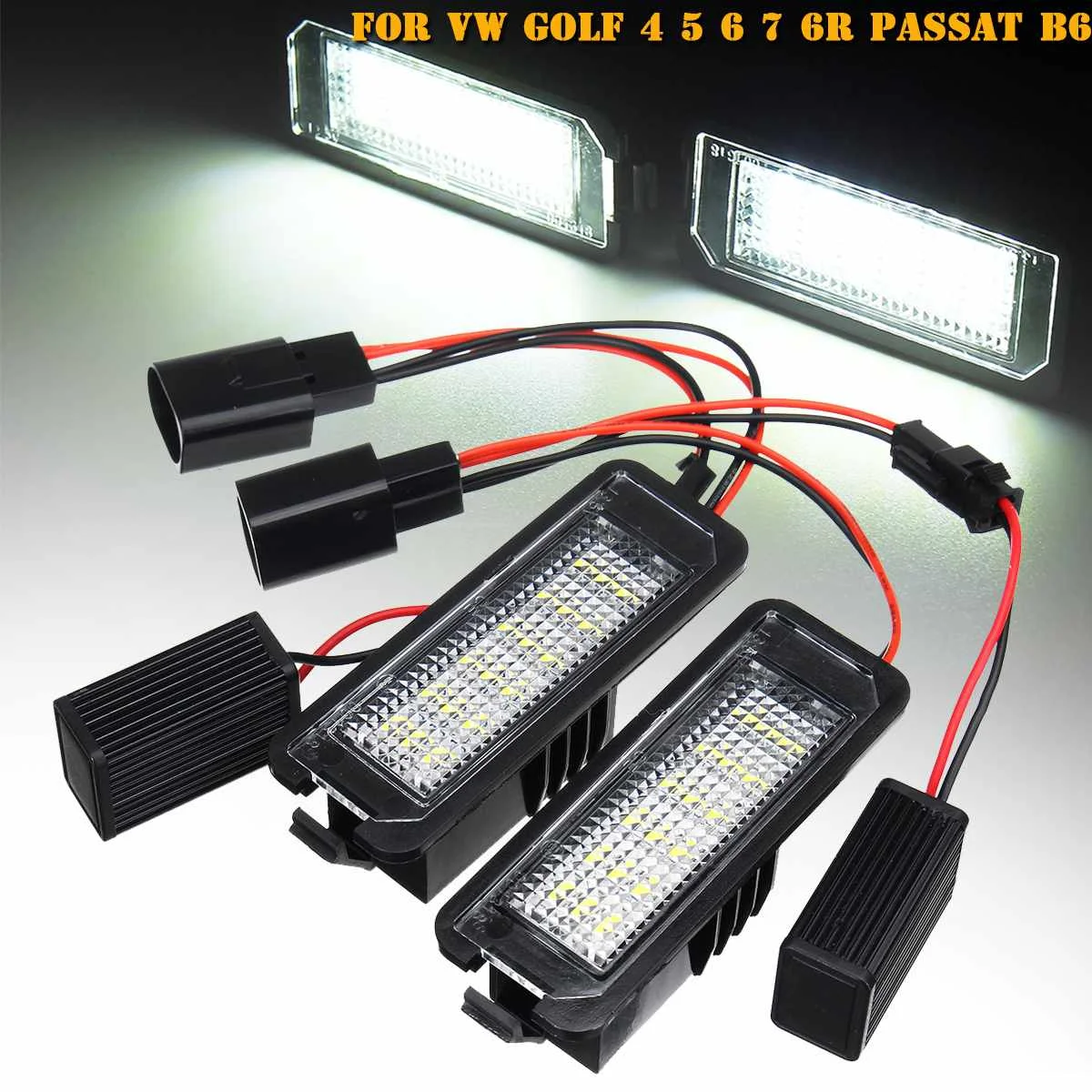 2 uds. Lámpara de luz 18 LED para placa de matrícula sin Error para VW GOLF 4 5 6 7 Polo 6R Scirocco Polo Lupo, Passat EOS Ibiza Leon2 3