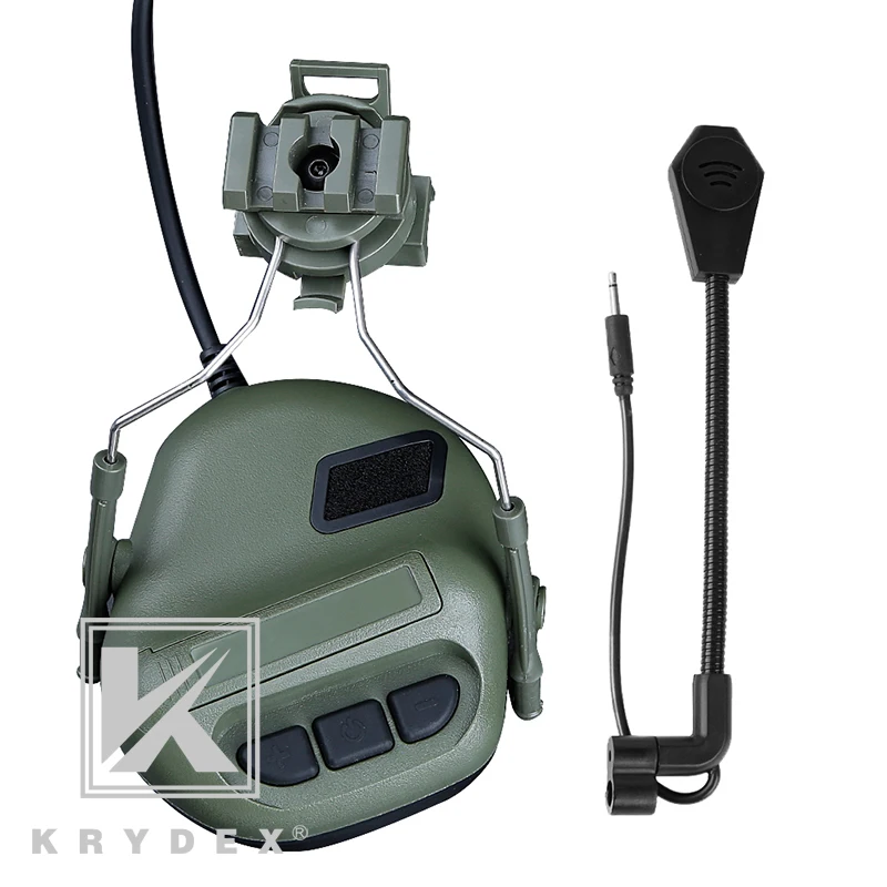 KRYDEX тактические наушники для связи+ микрофон для быстрого MICH Шлем стрельба Peltor гарнитура COMTAC W/рельсовый адаптер OD