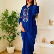 

Dress Kaftan Jellaba Moroccan Muslim Fashion Embroidery Long Sleeve Elegant Female Maxi Dresses Ramadan Festival Islam Jewish