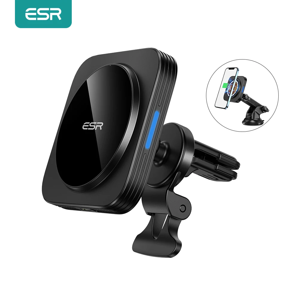 ESR Magnetic Car Phone Holder in Car Holder for iPhone 12 Pro Max HaloLock 15W Charger Car Wireless Chargers for iPhone 12 Mount