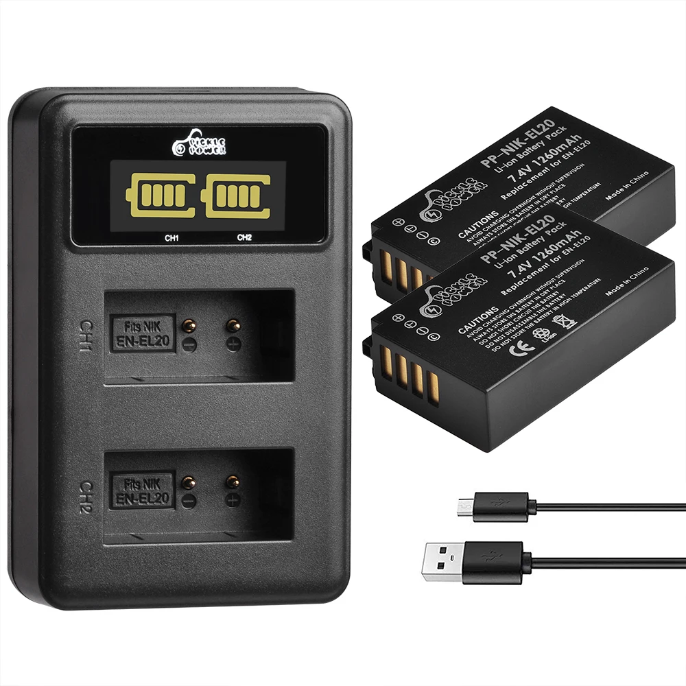 Аккумулятор EN EL20 EL20a 1260 мА/ч светодиодный двойной USB зарядное устройство для Nikon