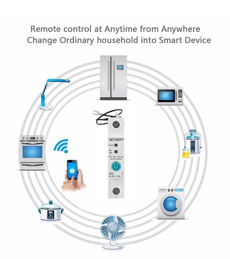 1P eWelink Single phase Din rail WIFI Smart Energy Meter Power Consumption kWh Meter wattmeter with Alexa  google for Smart home