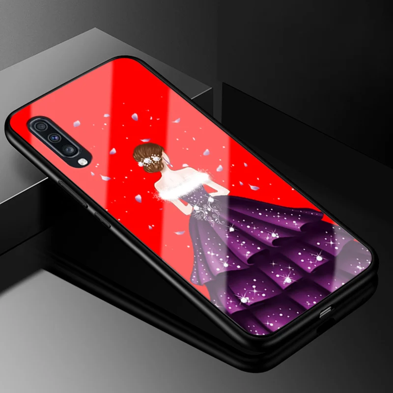 Для samsung Galaxy A70 чехол из закаленного стекла жесткая задняя крышка для samsung A70 A 70 чехол для телефона s силиконовый бампер A50 A50S A30S A 50 - Цвет: 14