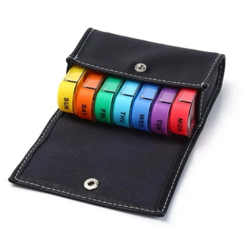 

28 Grids Pills Box Portable Holder Medicine Storage Tablet Pill Case Weekly Travel Includes Black PU Leather Pill Case