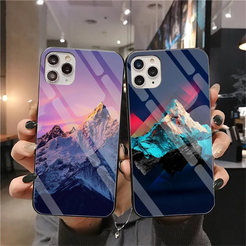 Mountain Landscape Scenery Phone Case Tempered Glass For iPhone 12 pro max mini 11 Pro XR XS MAX 8 X 7 6S 6 Plus SE 2020 case designer phone cases