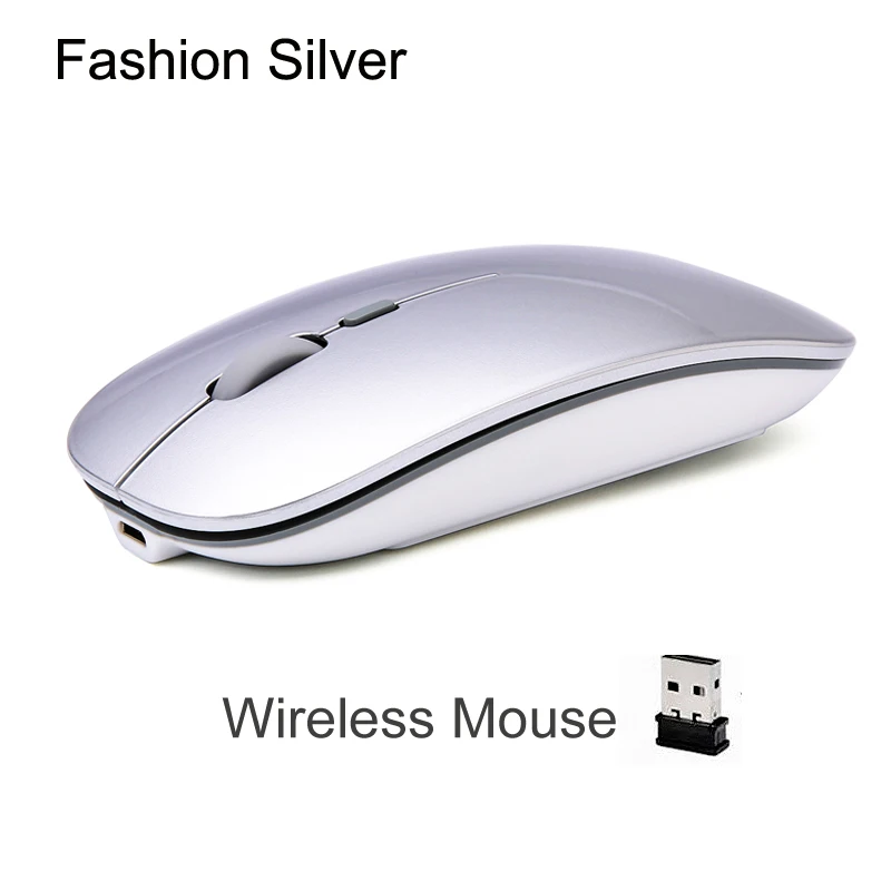 Rechargeable Optical Wireless Mouse Slient Button Ultra Thin Mini Optical Ultrathin USB 2.4G Mice for Computer Laptop Computer silent computer mouse Mice