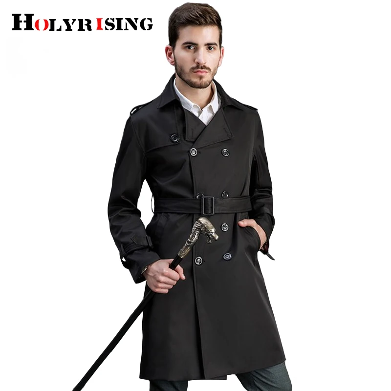 

Holyrising trench coat men long coat plus size 7XL 8XL 9XL double-breasted jacket manteau homme mens Windbreaker 18936-5