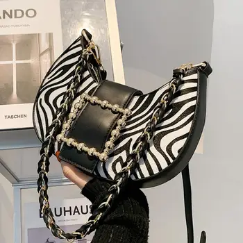 

Crocodile pattern Saddle bag 2020 Fashion New High quality PU Leather Women's Designer Handbag Chain Shoulder Messenger Bag