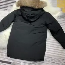 Новое поступление бренд pradLVER для мужчин зимнее пальто Langford парка гусиный пух перо куртка пальто койот мех черный ярлык