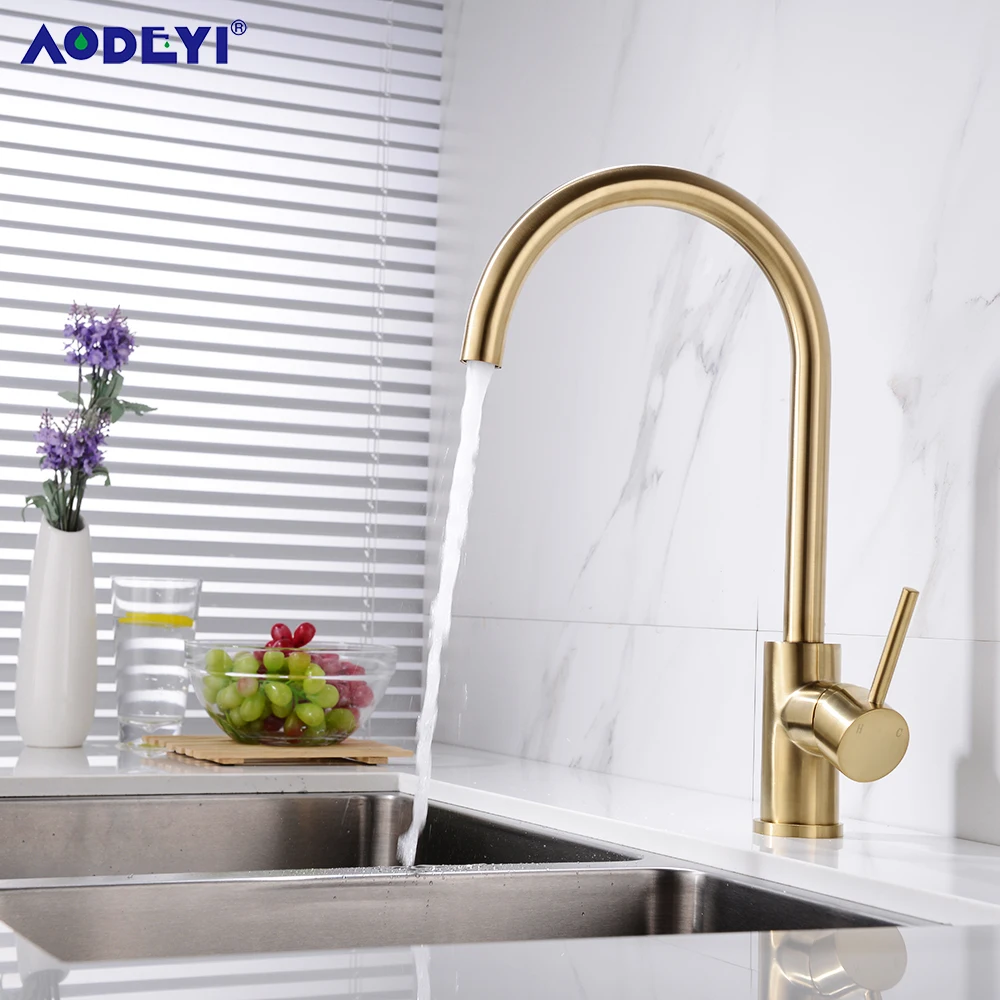 Black Kitchen Faucet Solid Brass 360 Degree Rotation Hot Cold Water Mixer Dual Sink Taps Cupboard Faucets Brushed Gold Gunmetal