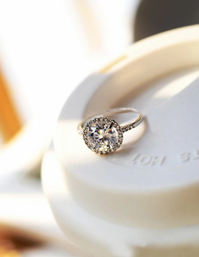 Роскошное женское кольцо с кристаллами, цирконием, камнем, Boho, серебро 925, большое, белое, круглое кольцо, обещает, большое, любовь, обручальные кольца для женщин
