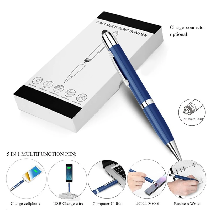 5 в 1 Интеллектуальная многофункциональная ручка 32G диск+ power Bank+ Micro-USB зарядное устройство интерфейс+ пресс-экран+ бизнес-ручка для Android