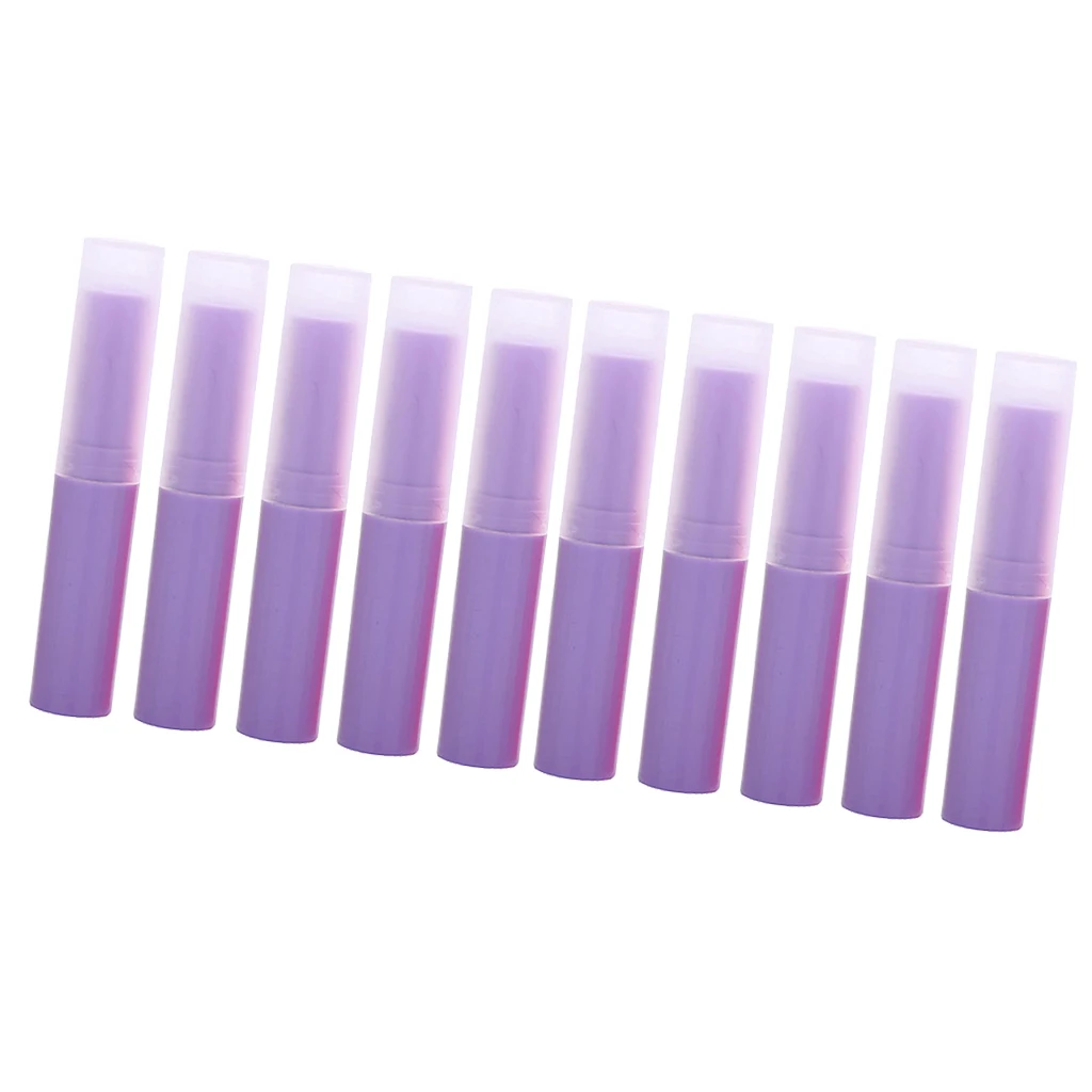 10 Pieces 4ml Empty Lipstick Lip Balm Lip Gloss Tubes Refillable Plastic Pipe Bottle Containers DIY Chapstick - Color: Purple