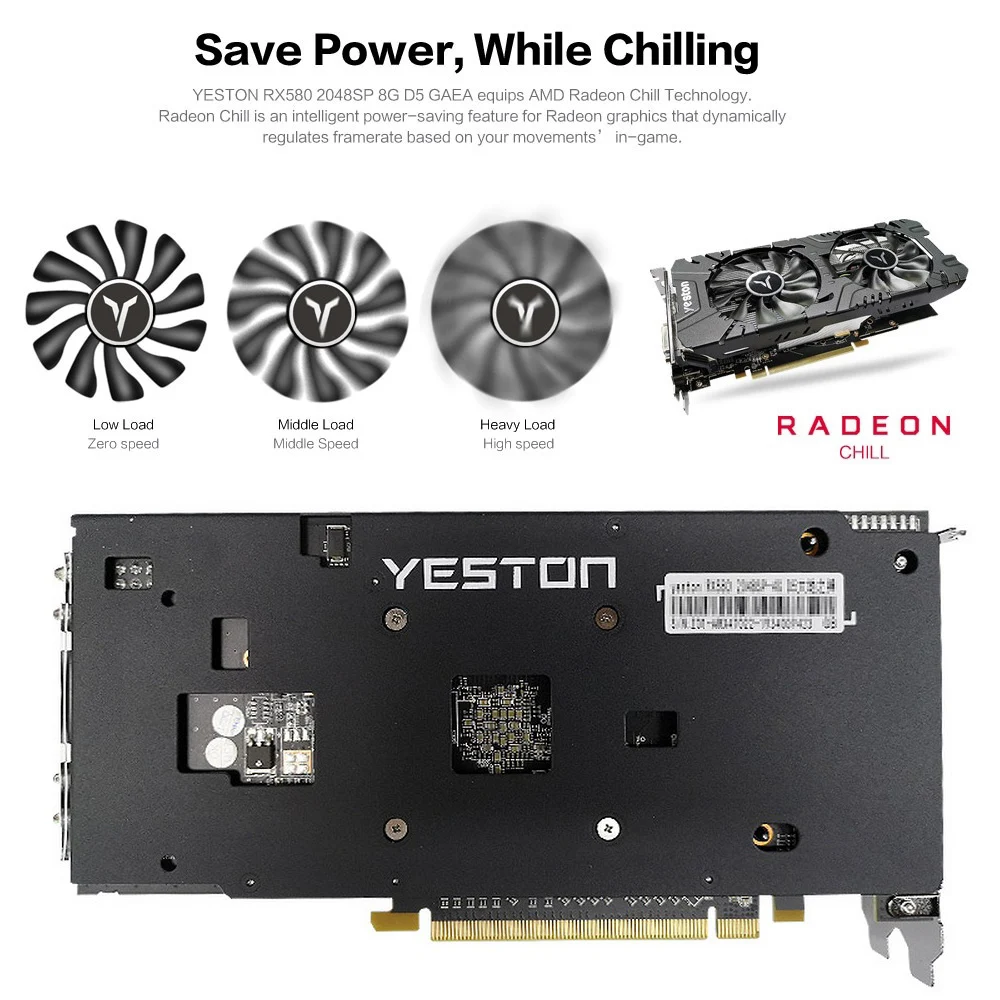 Игровая карта Yeston RX580 2048SP 8G для настольного компьютера игровой офис 580