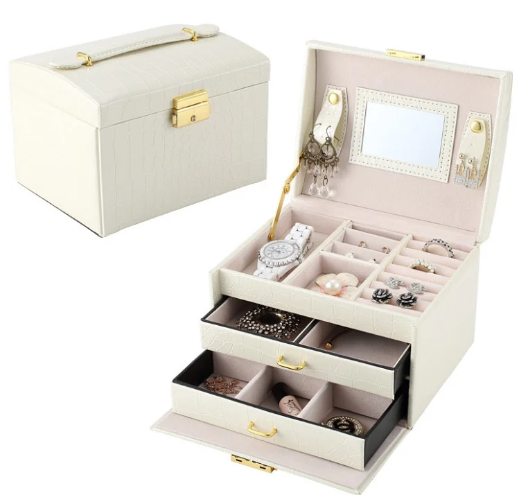 

Large Jewellery Box Armoire Dressing Chest with Clasps Bracelet Ring Organiser