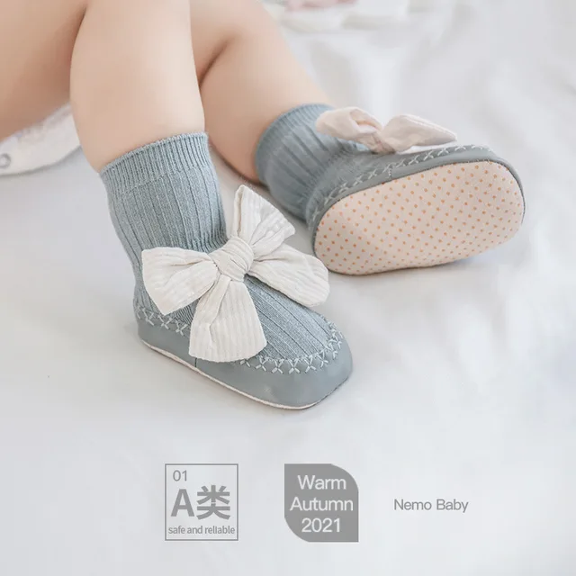 Cute Bowknot Infant Baby Socks Cotton Anti-slip Boy Shoe Socks Baby Girl Newborn Princess Socks Kids Slipper Baby Accessories 2