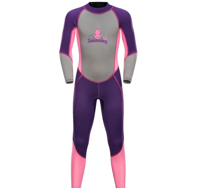 Детский солнцезащитный гидрокостюм с длинными рукавами, 2 мм, костюм для подводного плавания, Цельный купальник для мальчиков и девочек, Быстросохнущий гидрокостюм