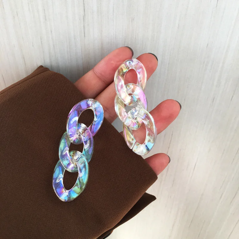 

2020 New Colorful Transparent Acrylic Chain Drop Earrings Trendy Geometric Resin Long Dangle Earrings for Women Party Jewelry