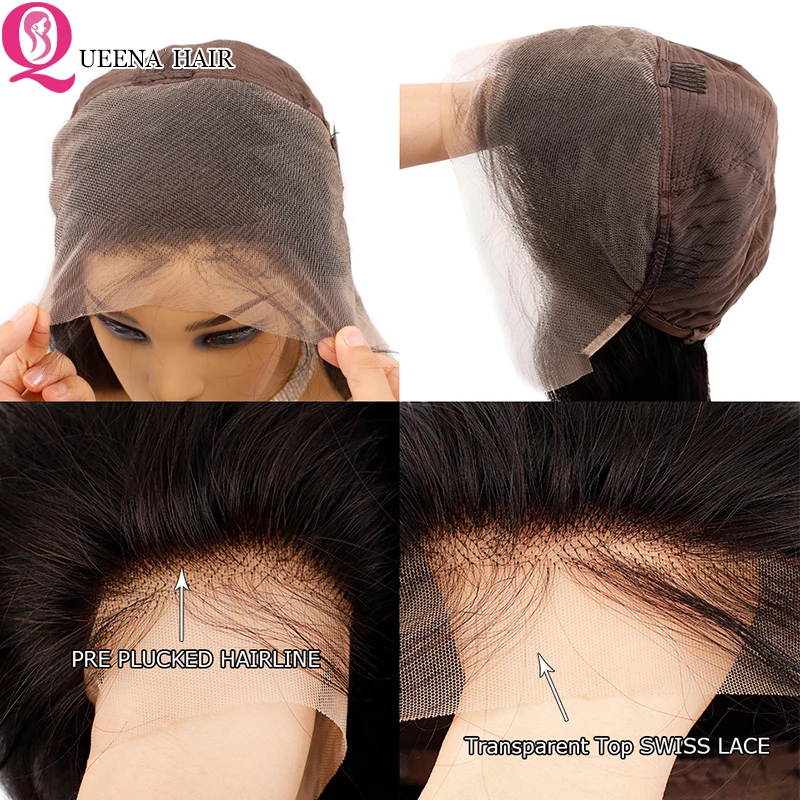 Transparent Lace Wig Brazilian Body Wave Wig Remy Glueless Lace Front Human Hair Wigs Pre Plucked With Baby Hair Bleached Knots