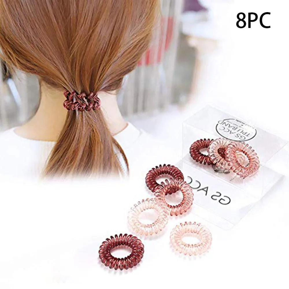 10PC Telephone Elastic Hair Bands Transparent Silicone Rubber Bands Spring Gum For Hair Ties Hair Accessories wholesale 9PC 20PC